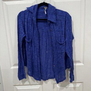 Women’s Free People Blue Cardigan Top‎ Distressed Xsmall Xs